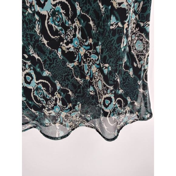 Cato Blue & Black Tribal Pattern Flowly Cottage Core Midi Skirt Fairy Sz Large - Picture 5 of 11